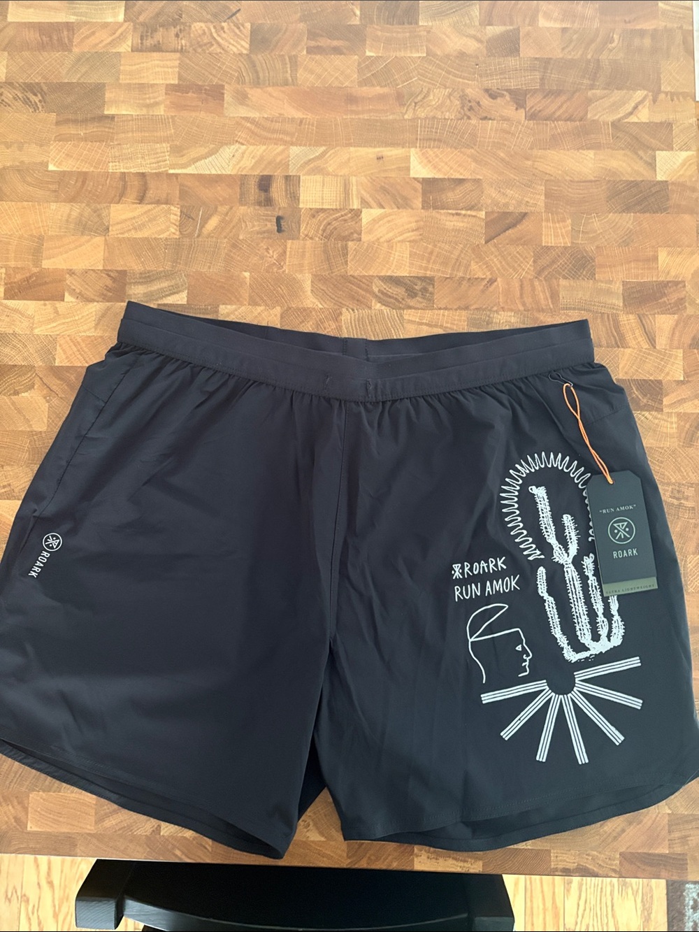 Roark Black Men’s Athletic Shorts with Cactus Graphic